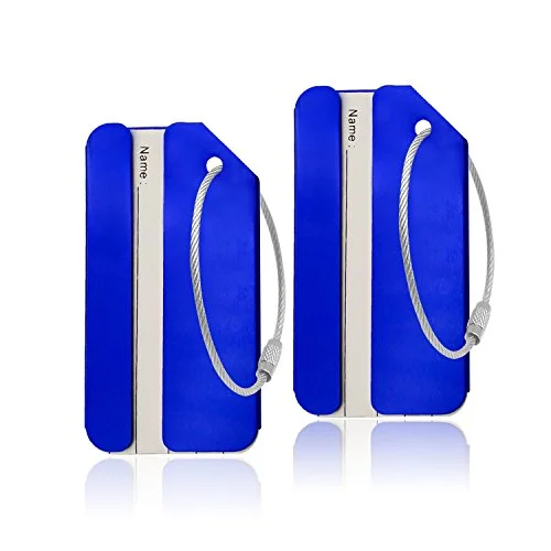 Aluminum Luggage Tag for Luggage Baggage Travel Identifier By CPACC (Blue 2PCS)