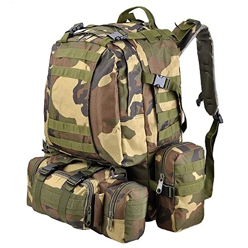 Aw Woodland Camouflage Camping Bag 23X19X5.5" Oxford Nylon Backpack Travel Hike Camp Climb Military