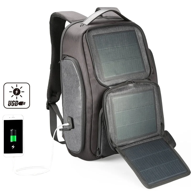 Abdb-Kingsons Upgraded Solar Backpack Fast Usb Charging Backpack 15.6 Inches Laptop Backpacks Men