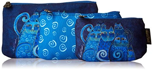 Laurel Burch Cosmetic Bag, Indigo Cats, Set Of 3