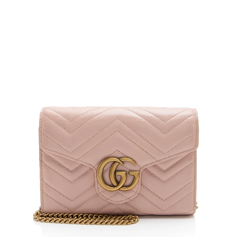 Gucci Matelasse Leather GG Marmont Chain Wallet