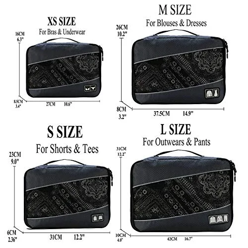 Packing Cubes Packing organizers Travel Duffle Bag Men Women Travel Luggage Organizer Cube Set,Gray XS-S-M-L