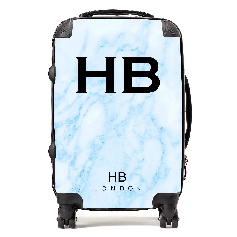 Personalised Blue Marble Initial Suitcase