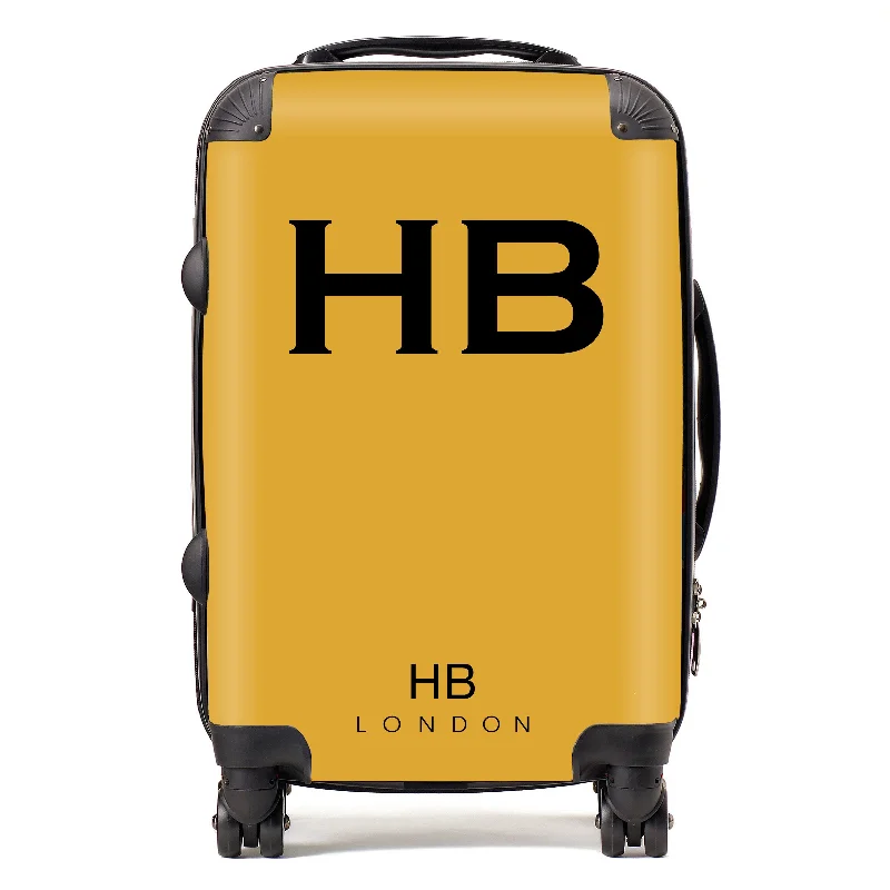 Personalised Mustard with Black Font Initial Suitcase