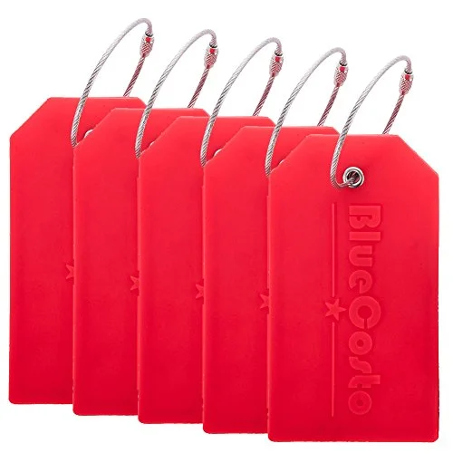 Bluecosto 5X Luggage Tags Travel Bag Suitcase Labels W/ Privacy Cover - Red