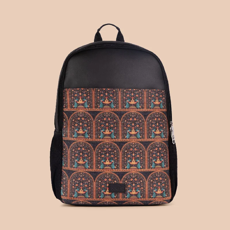 Royal Indian Peacock Motif Statement Backpack