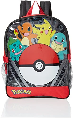 Pokemon Boys' Pocket 15 Inch Backpack With Lunch Kit, Red