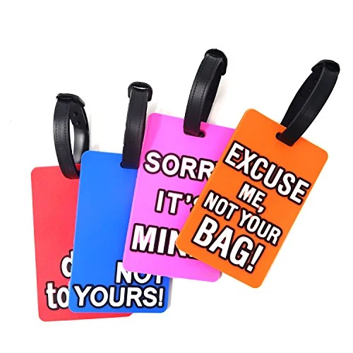 Honbay 4PCS Candy Color Travel Luggage Tags Travel Suitcase Bag Labels Checked Baggage Tags, Random Color (4 x letter)