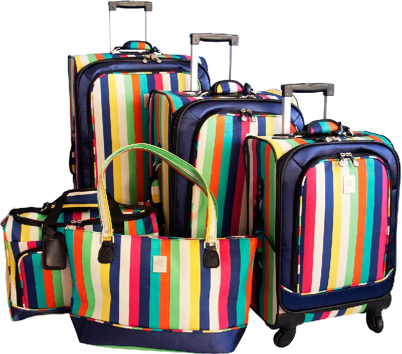 Jenni Chan Multi Stripes 5Pc Luggage Set