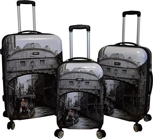 Kemyer 788 Vintage World Series Lightweight 3-Pc Expandable Hardside Spinner Luggage Set (New