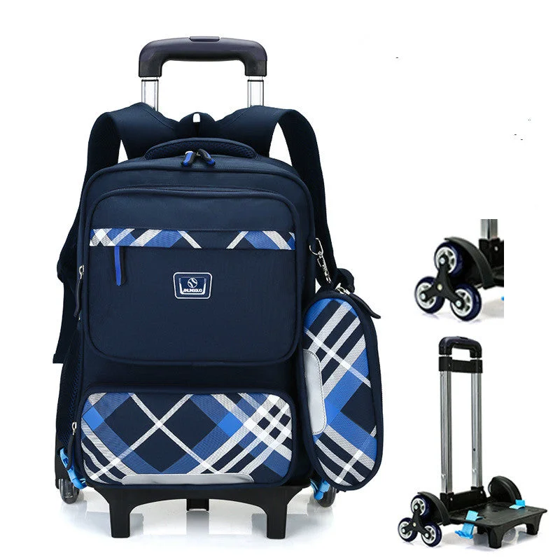 Children Trolley Backpack School Bags For Grils Wheeled Bag Student Detachable Rolling Backpacks