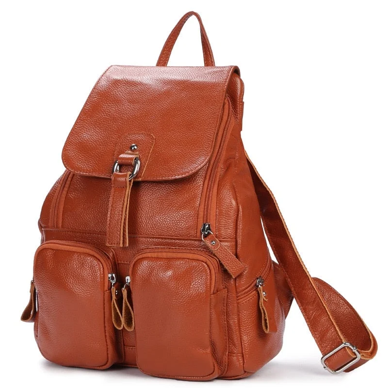 Backpack Women Backpacks Solid Vintage Girls School Bags For Girls Black Leather Fashion Female