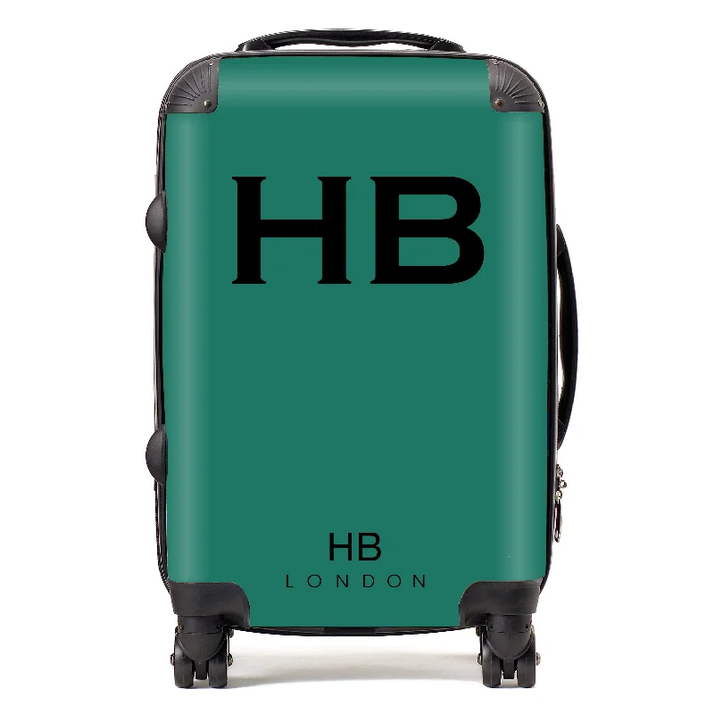 Personalised Forest Green with Black Font Initial Suitcase