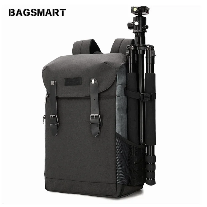 Bagsmart Men Multifunctional Camera Backpack Dslr Bag For 15.6 Laptops Waterproof Rain Cover For