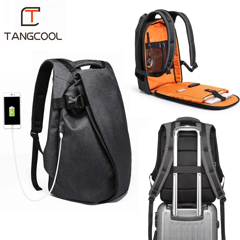 Tangcool Fashion Men Backpack For Laptop 17.3"Usb Port Waterproof Travel Backpack Large Capacity