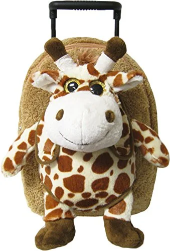 Kreative Kids Adorable Giraffe Plush Rolling Backpack W/ Shiny Eyes, Removable Stuffed Toy & Wheels