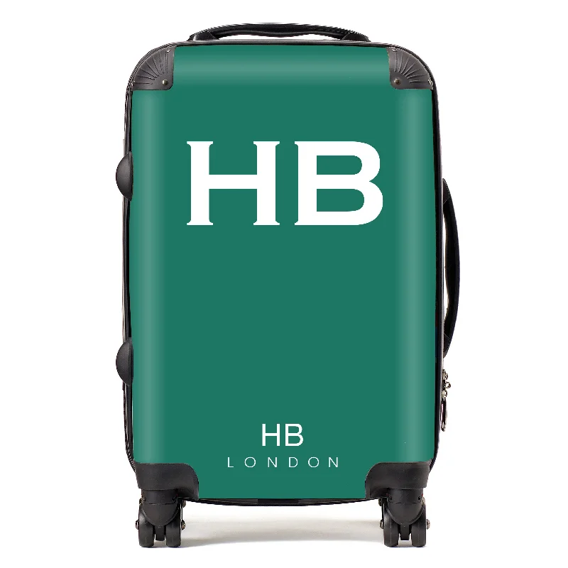 Personalised Forest Green with White Font Initial Suitcase