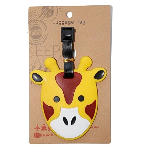 Diyjewelrydepot Yellow Giraffe Luggage Name Id Large Backpack Travel Bag Tag