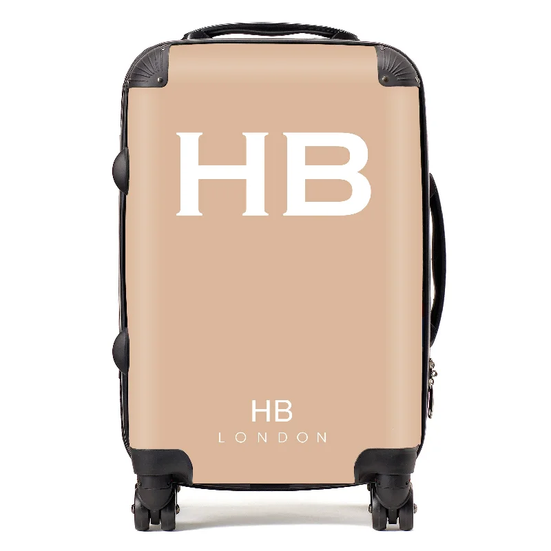 Personalised Nude with White Font Initial Suitcase