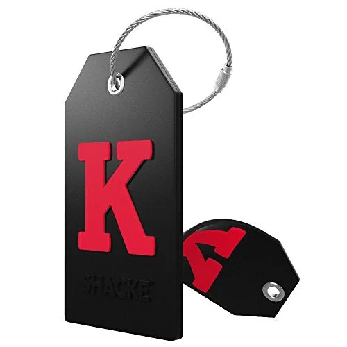 Initial Luggage Tag With Full Privacy Cover And Stainless Steel Loop (Black) (K)