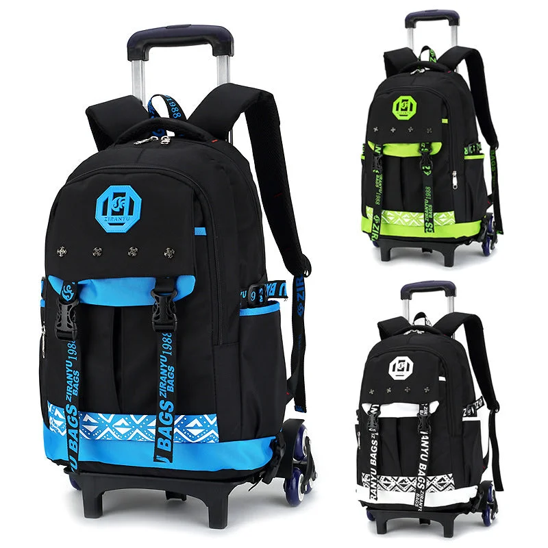 New 2018 Waterproof Trolley School Backpack Boys Children School Bag Wheels Travel Bag Luggage