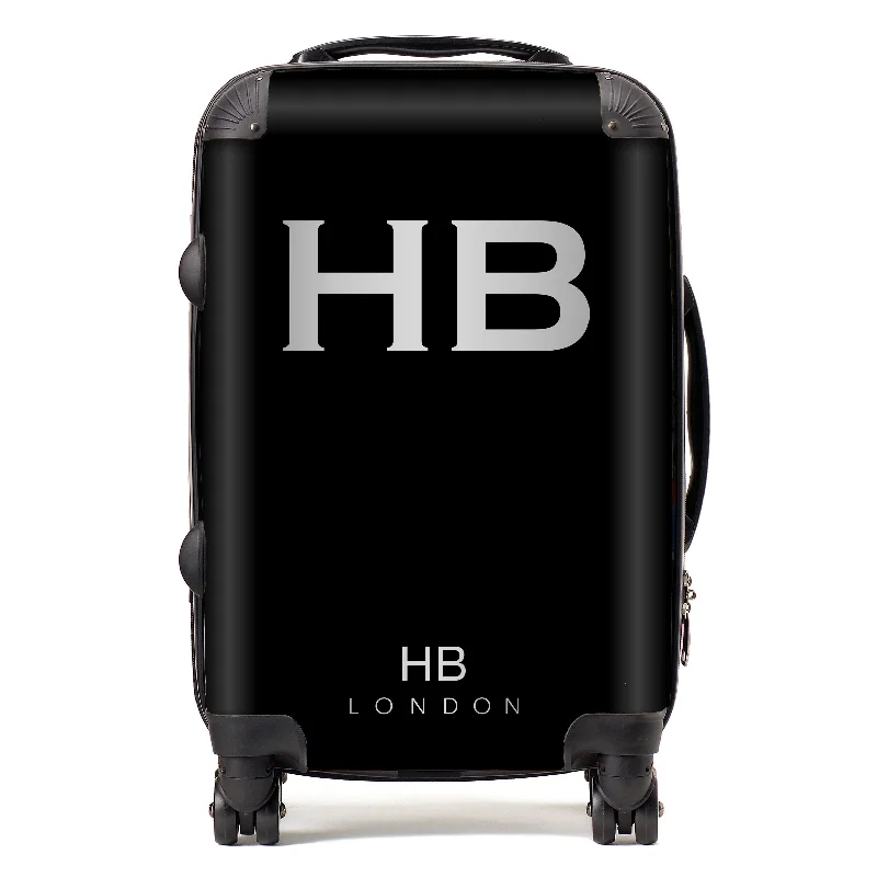 Personalised Black with Silver Font Initial Suitcase