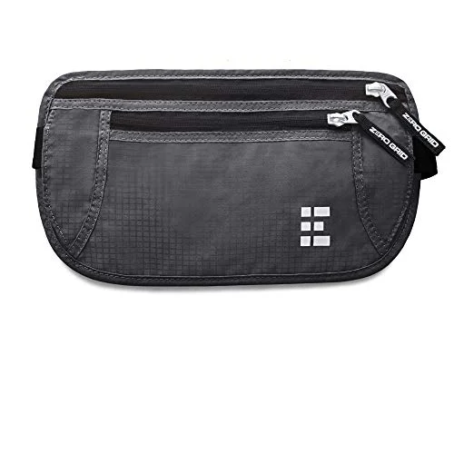 Zero Grid Money Belt w/RFID Blocking - Concealed Travel Wallet & Passport Holder