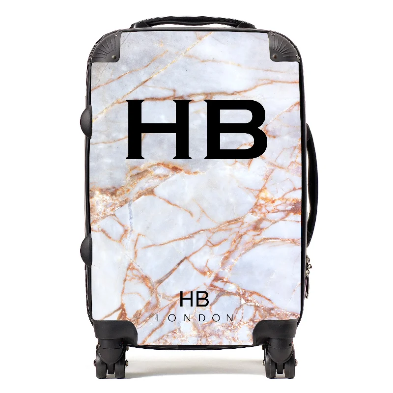 Personalised Natural Shattered Marble Initial Suitcase