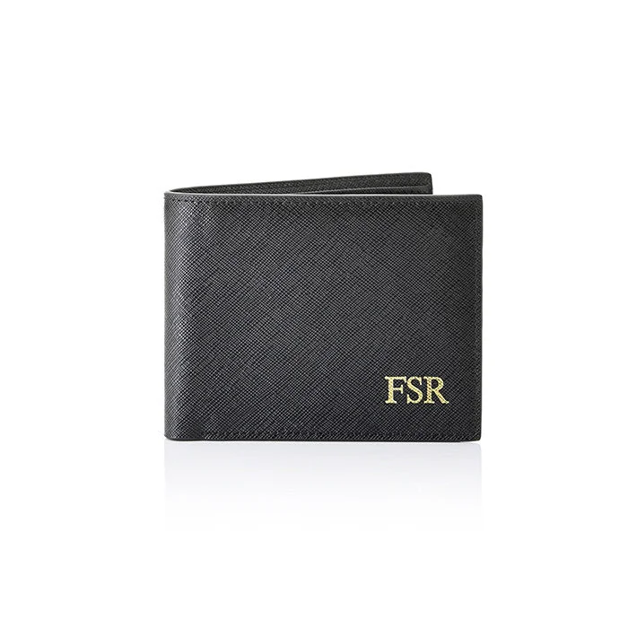 Personalised Leather Wallet - Black Saffiano