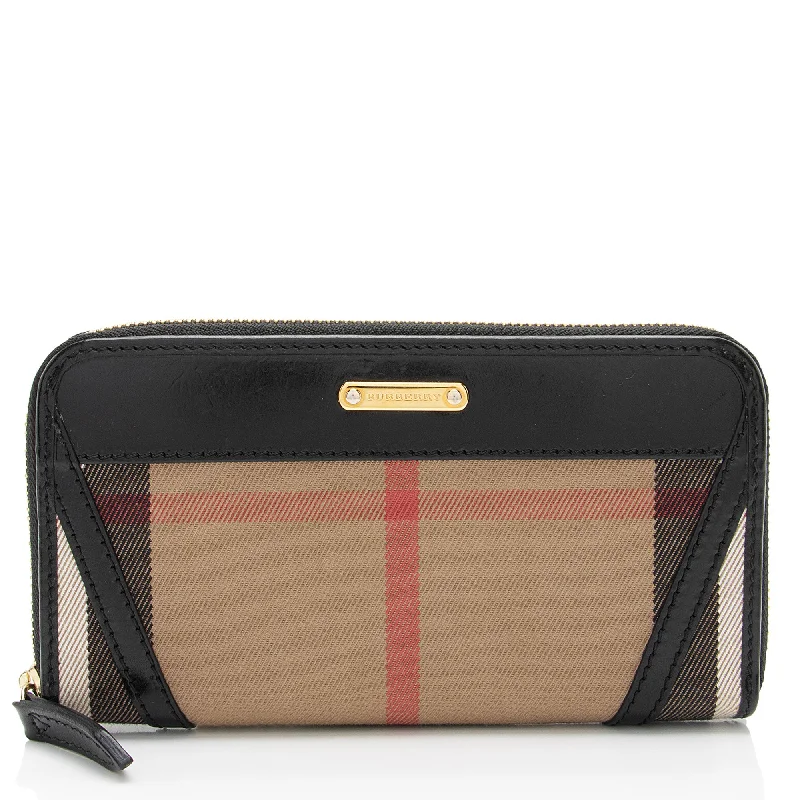 Burberry House Check Bridle Ziggy Zip Around Wallet