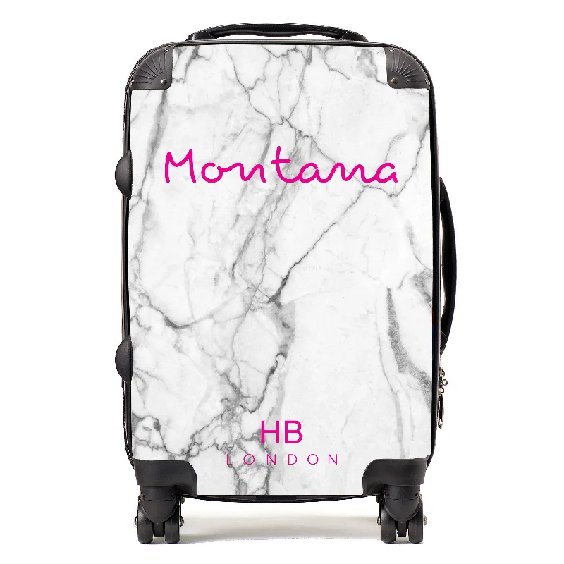 Personalised White Marble Love Script Suitcase