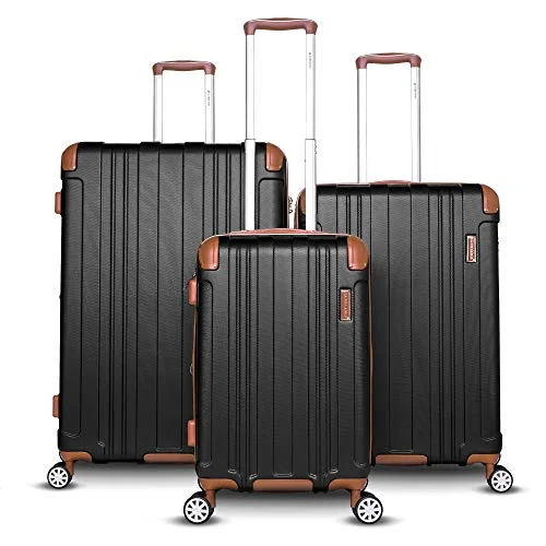 Gabbiano Bravo Collection 3 Piece Hardside Spinner Luggage Set (Black)