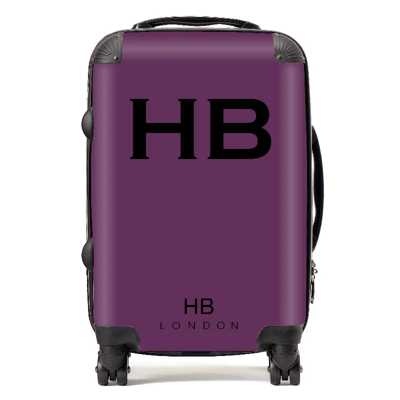 Personalised Aubergine with Black Font Initial Suitcase