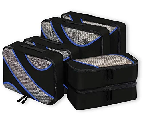 6 Set Packing Cubes,3 Various Sizes Travel Luggage Packing Organizers Black