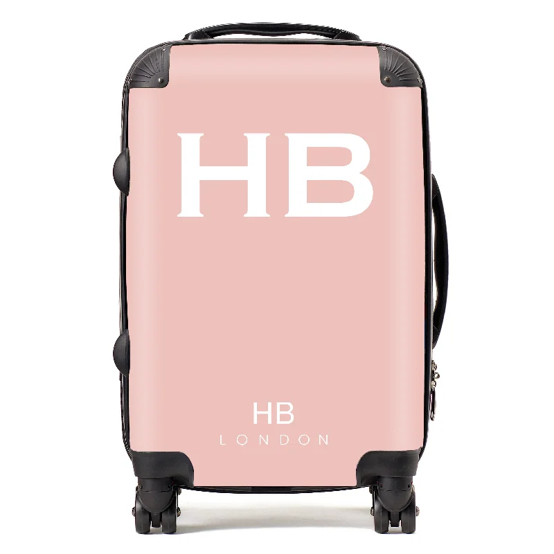 Personalised Nude Pink with White Font Initial Suitcase