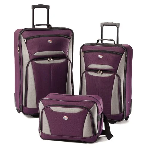 American Tourister Luggage Fieldbrook Ii 3 Piece Set, Purple/Grey