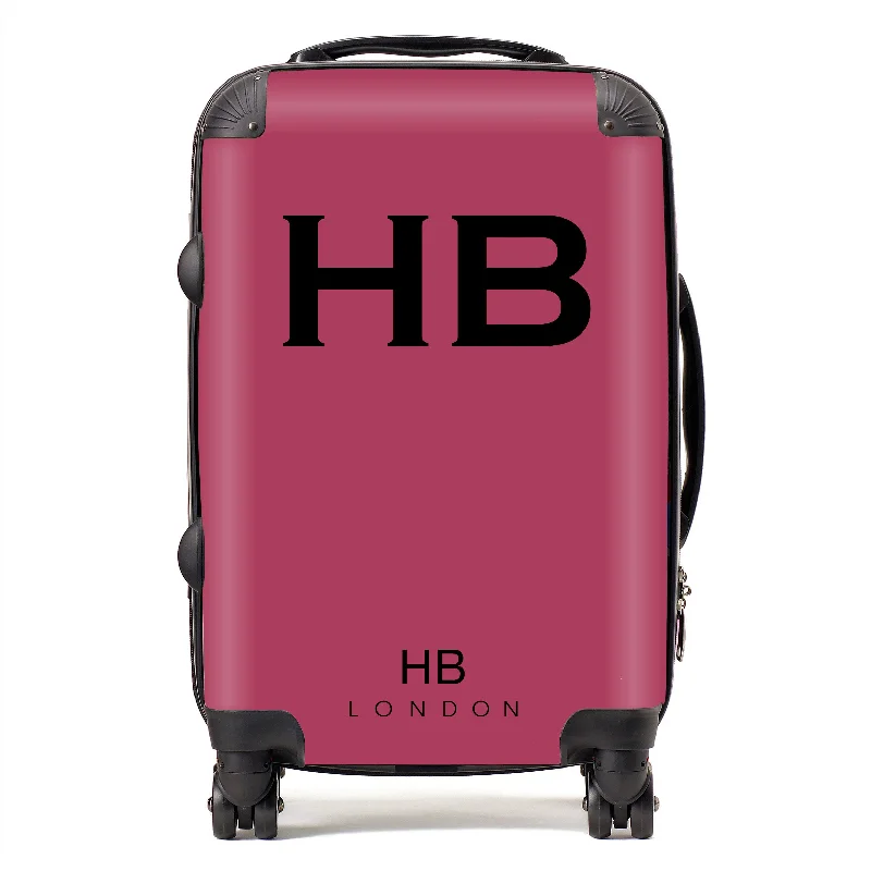 Personalised Berry with Black Font Initial Suitcase